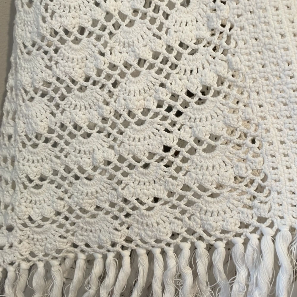 Chico's White Fringe Swim Coverup with Lace Pattern - Picture 2 of 10